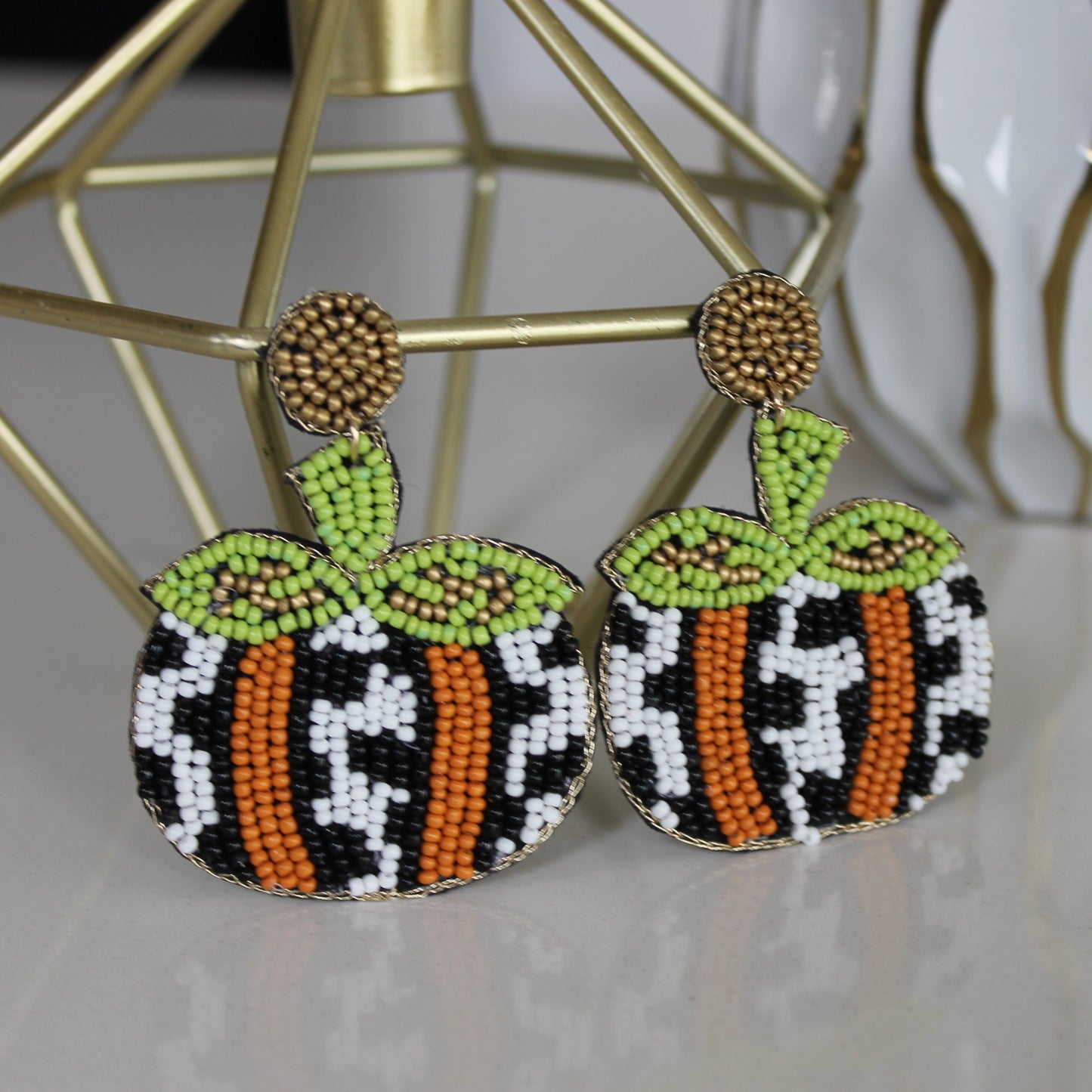 Pumpkin Beaded Earrings