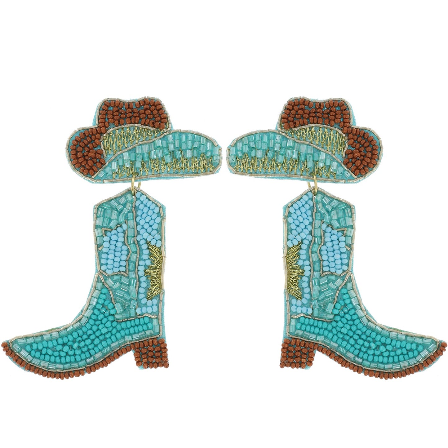 Beaded Cowboy Boot & Hat Earrings