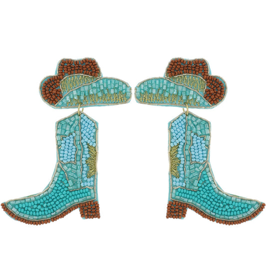 Beaded Cowboy Boot & Hat Earrings