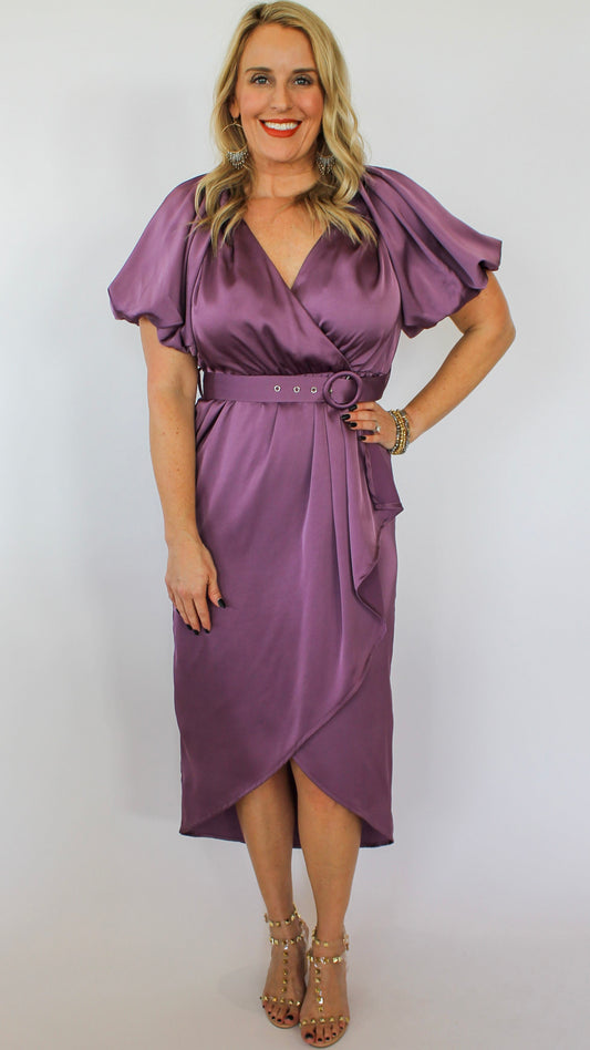 Satin Wrap Dress