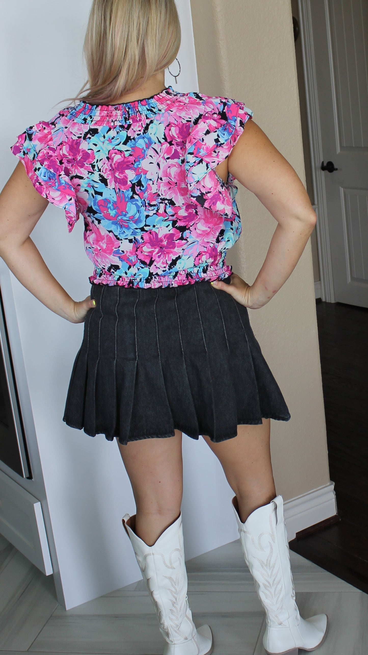 Black Denim Tennis Skirt