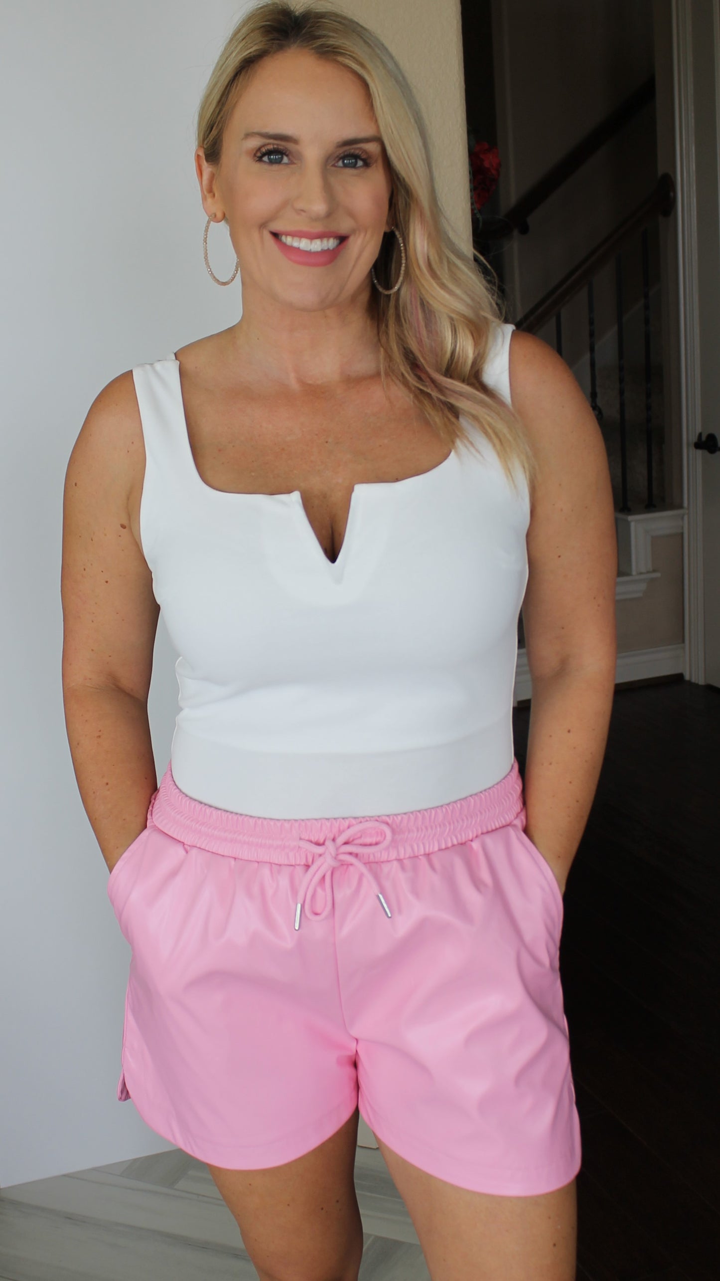 Pink Faux Leather Shorts