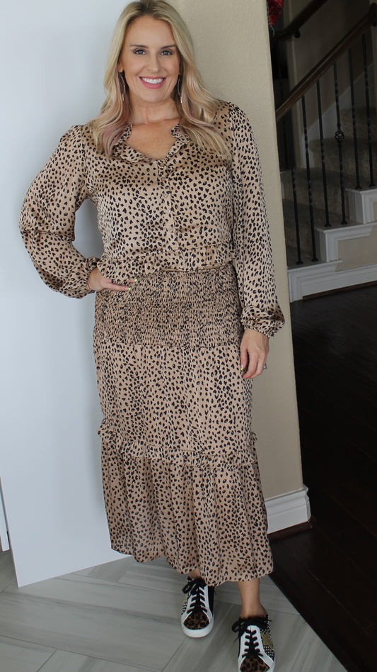 Leopard Print Midi Set