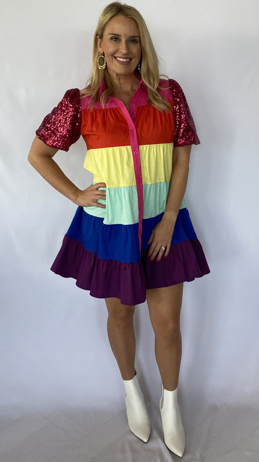 Rainbow Colorblock Dress