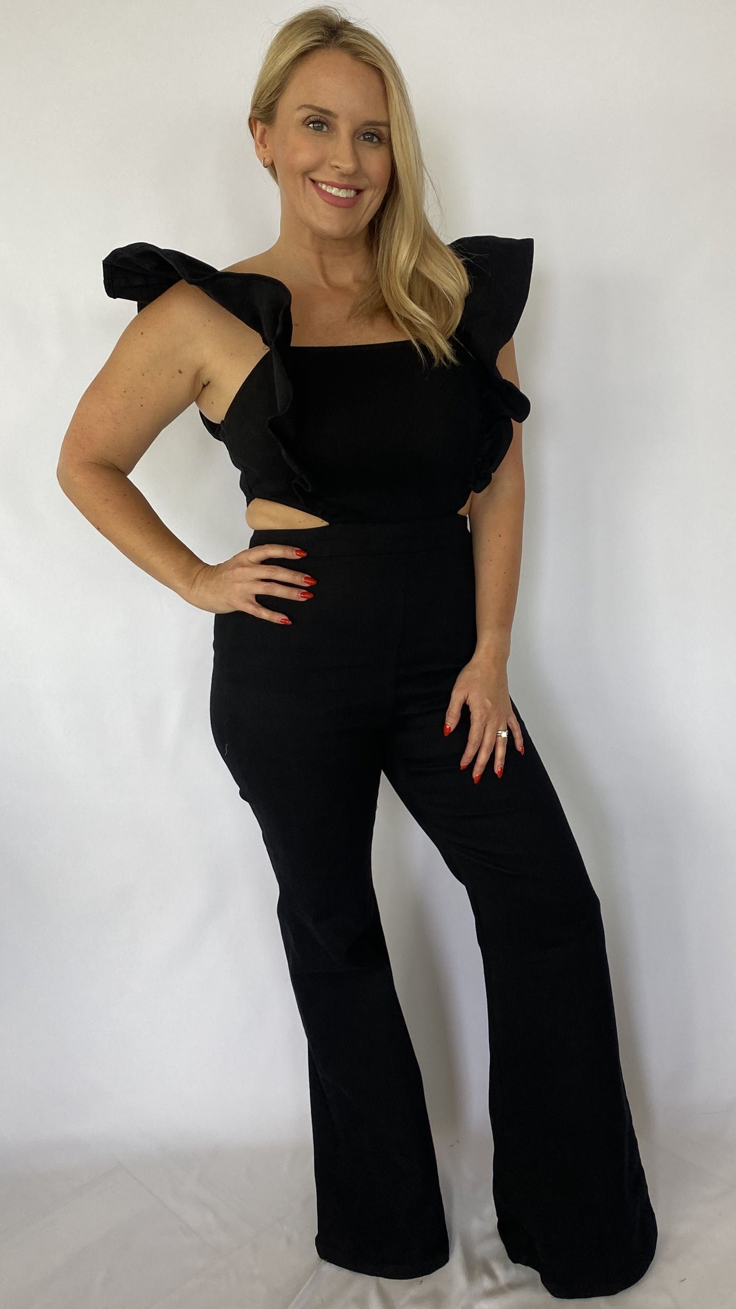 Black Ruffle Jumpsuit