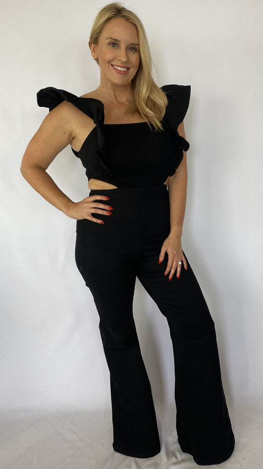 Black Ruffle Jumpsuit