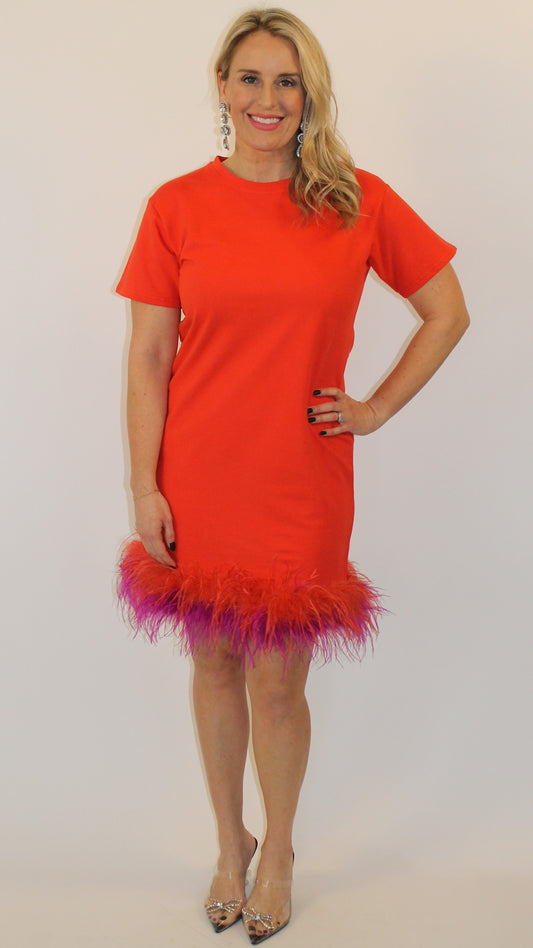 Feather T-Shirt Dress