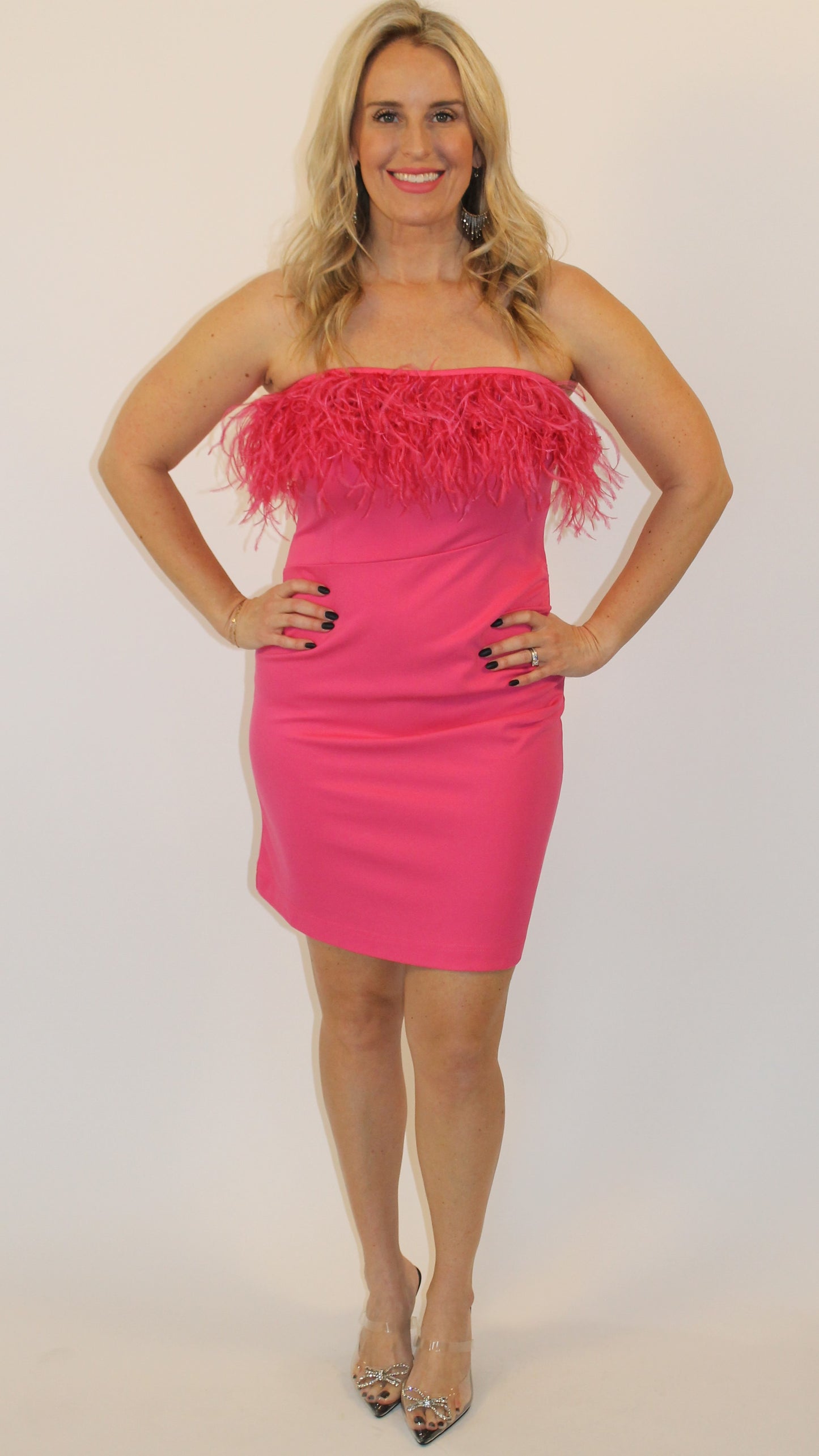Hot Pink Feather Dress - FINAL SALE
