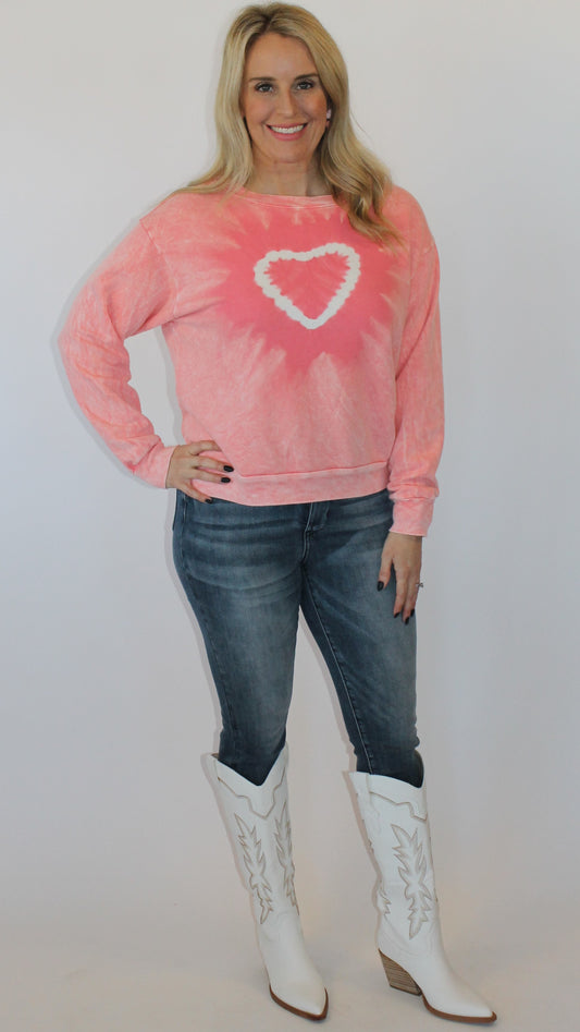 Heart Tie Dyed Sweatshirt