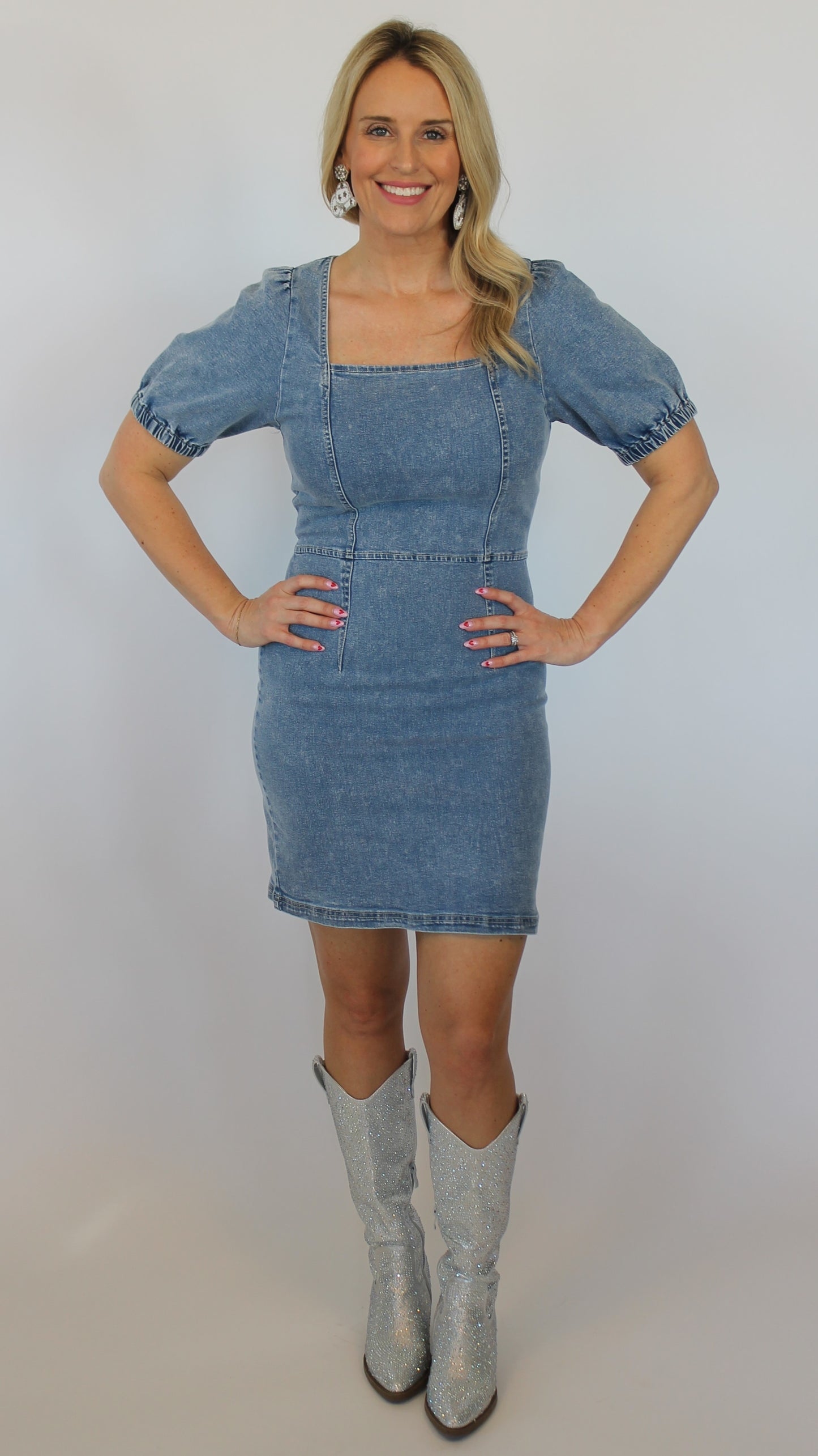 Denim Puff Sleeve Dress