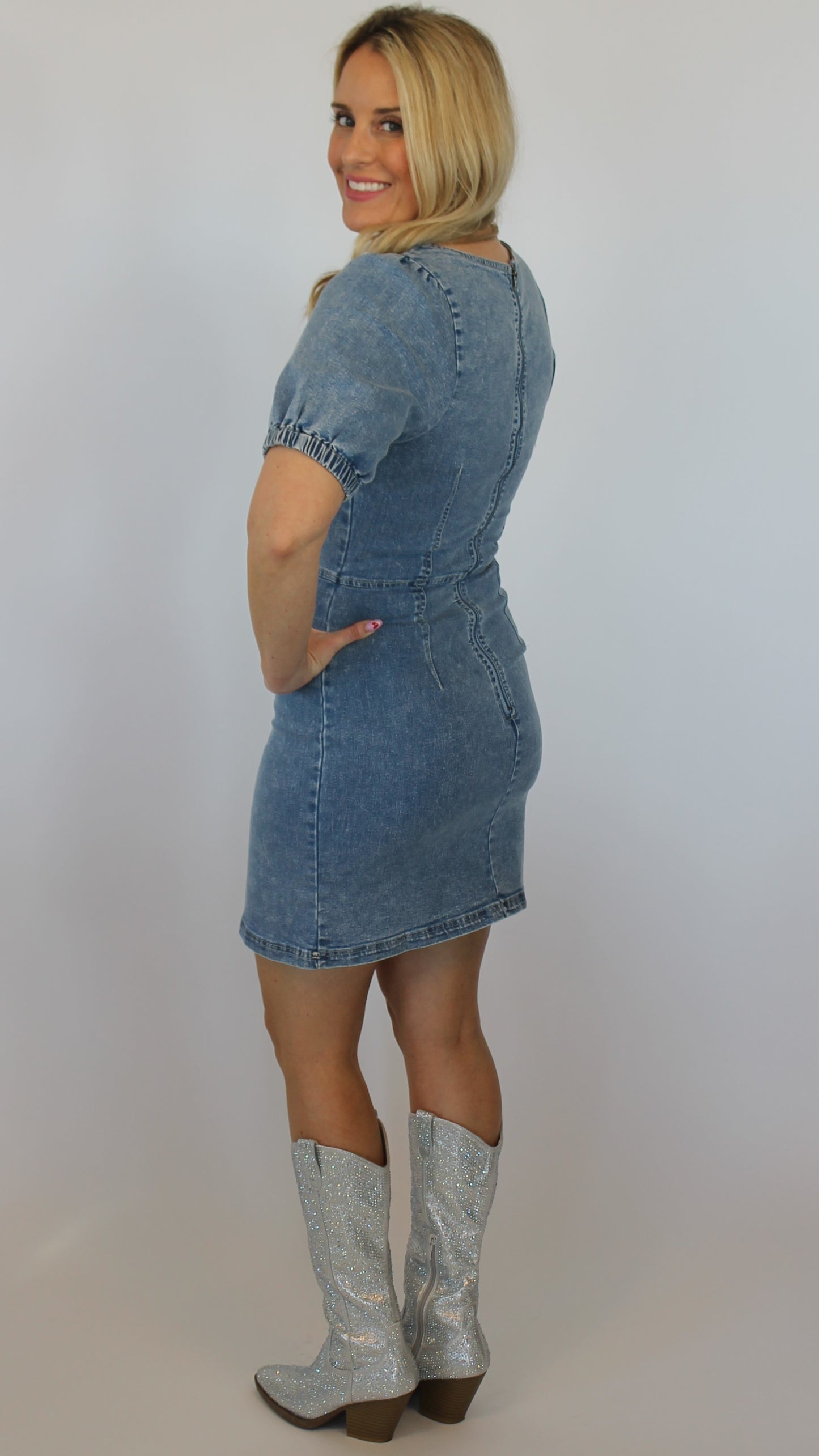 Denim Puff Sleeve Dress