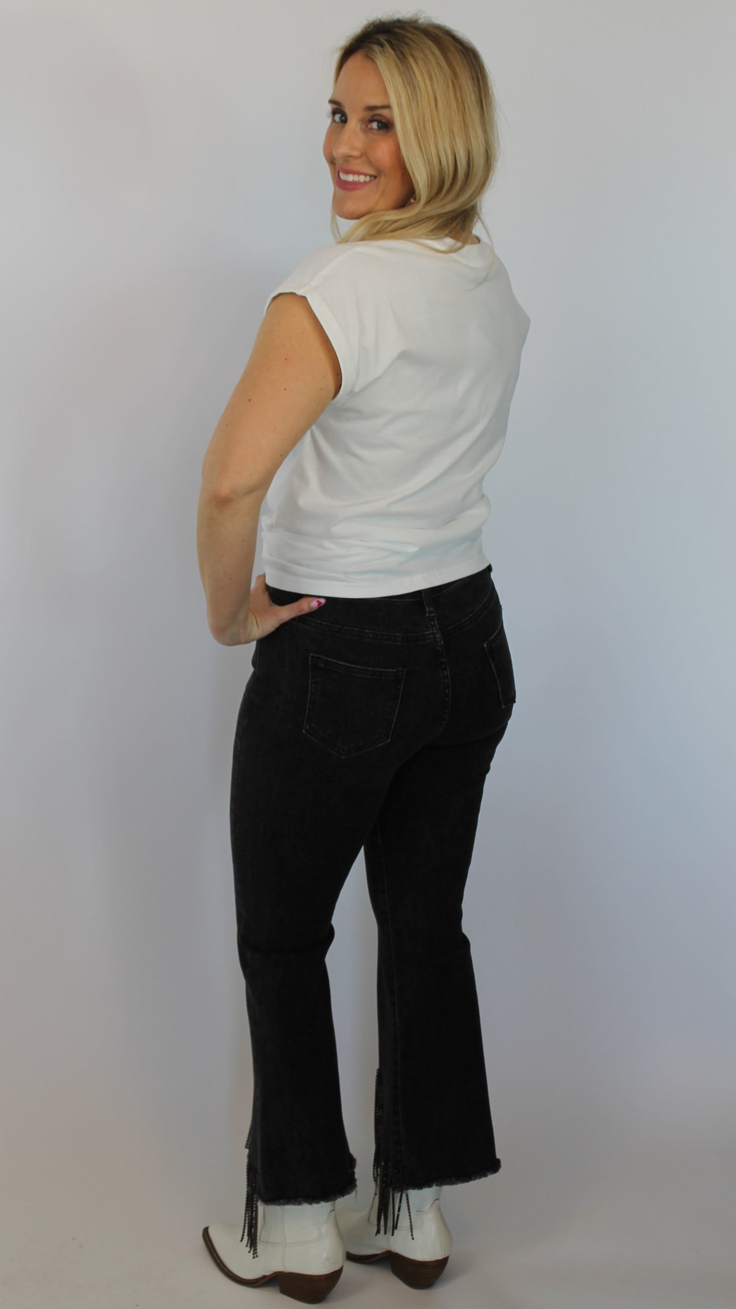 Sassy Rhinestone Denim Pants