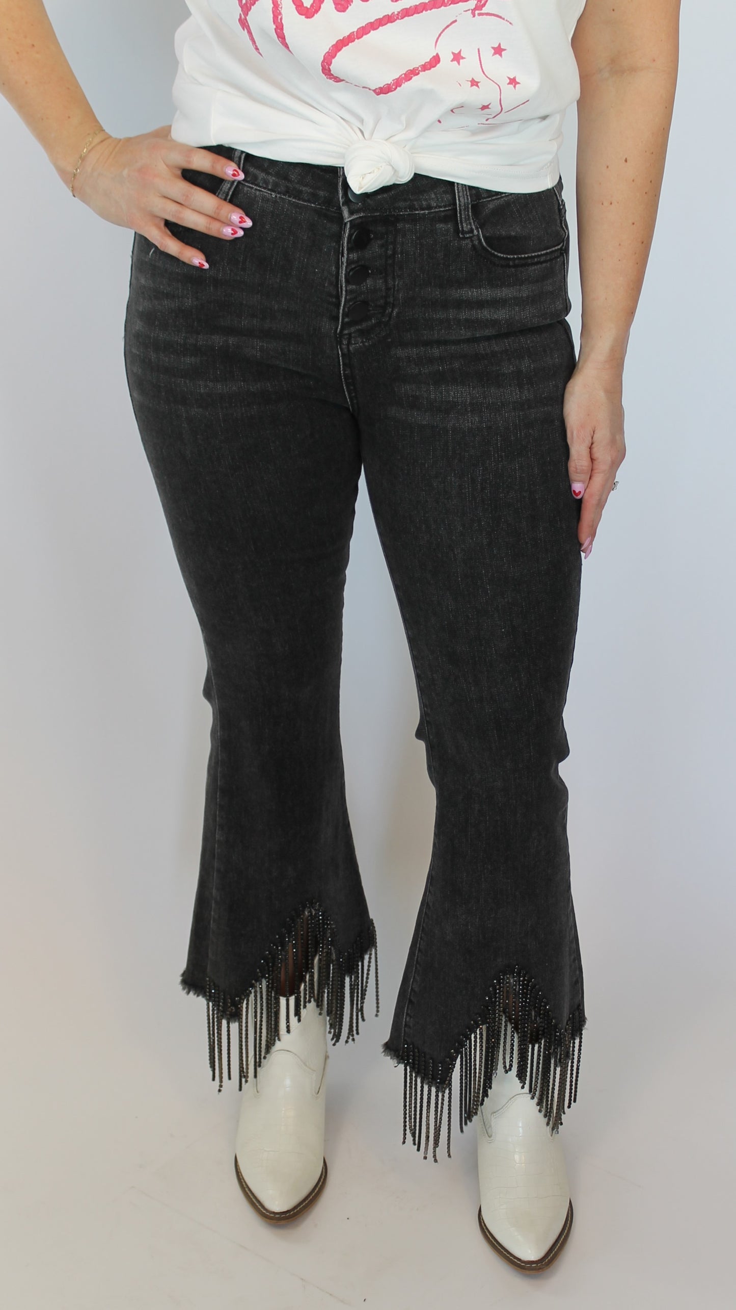 Sassy Rhinestone Denim Pants
