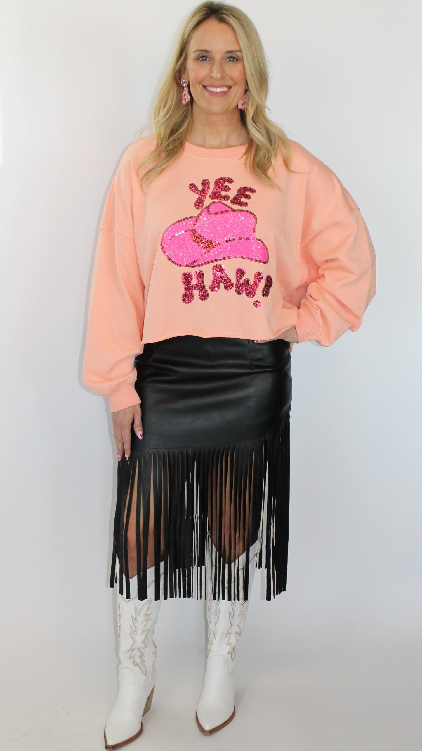 Faux Leather Fringe Skirt