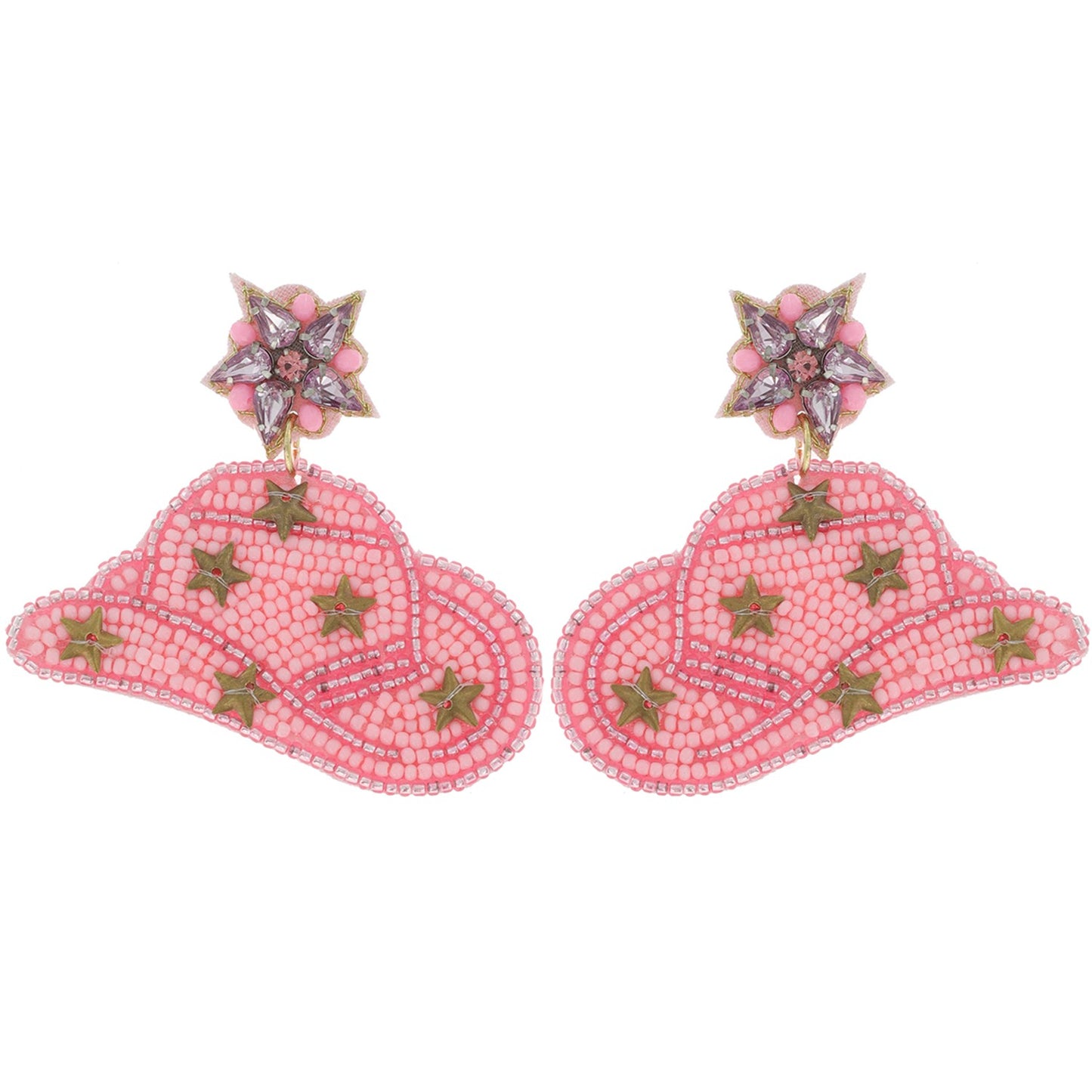 Beaded Cowboy Hat Earrings