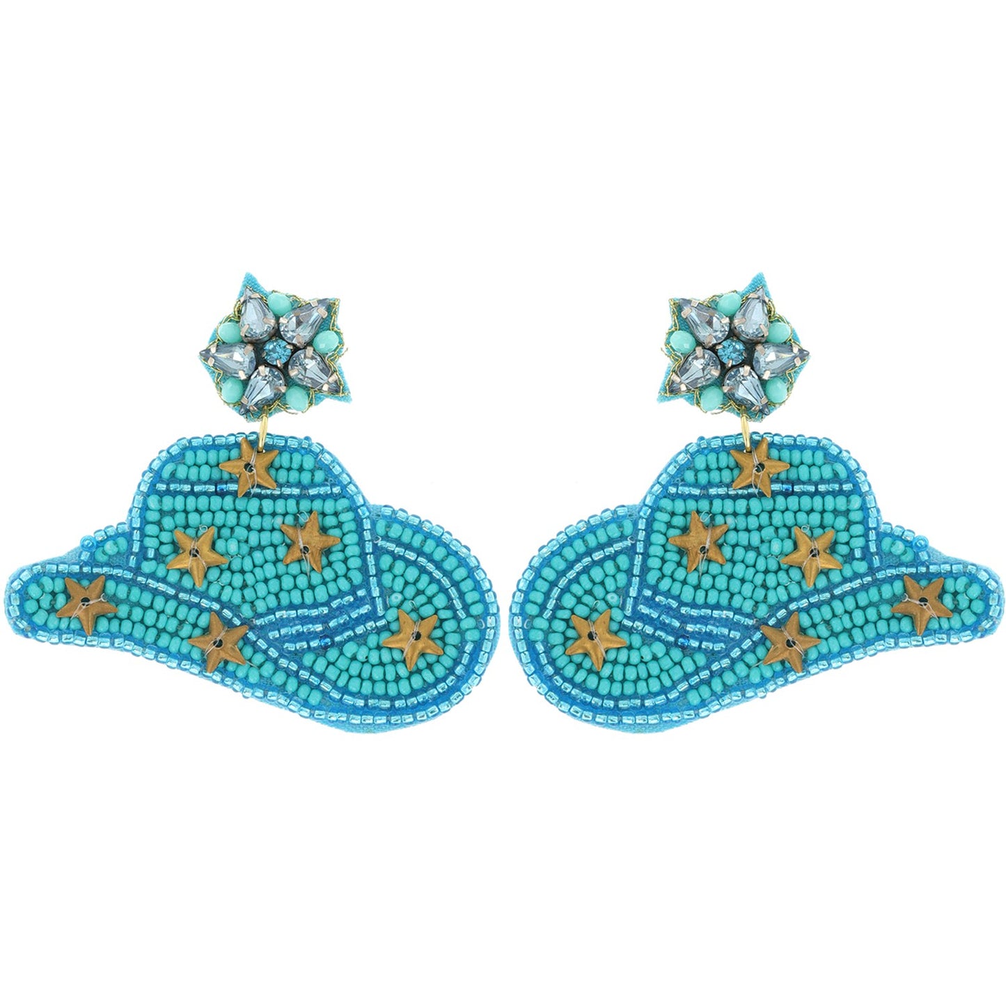 Beaded Cowboy Hat Earrings