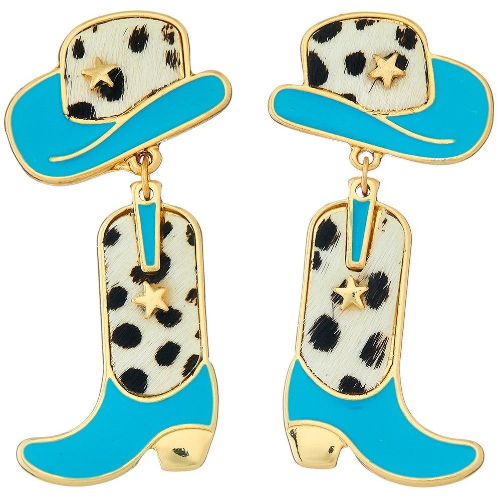 Fur Cowboy Hat & Boot Earrings